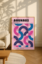 Bauhaus Exhibition 1923 – Geometric Pattern in Pink & Blue | Framed Art Print