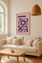 Bauhaus Exhibition 1923 – Geometric Pattern in Pink & Blue | Framed Art Print