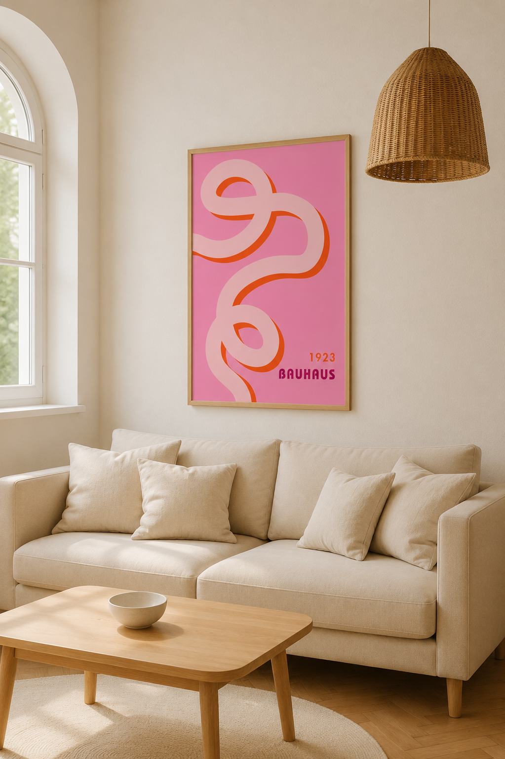 Kopie von Bauhaus Exhibition 1923 – Geometric Pattern in Pink & Blue | Framed Art Print