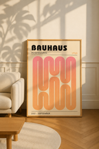 Bauhaus Exhibition 1923 – Arched Columns in Pink & Orange | Framed Art Print
